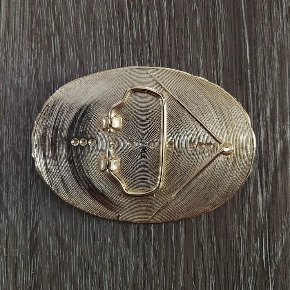Vintage Gold and Black Southwest Oval Belt Buckle